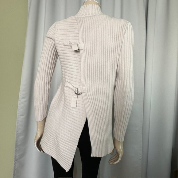 CAbi Women Style 3363 D Ring Pullover Ribbed Knit Ivory Mock Neck Sweater Size S - Picture 3 of 7
